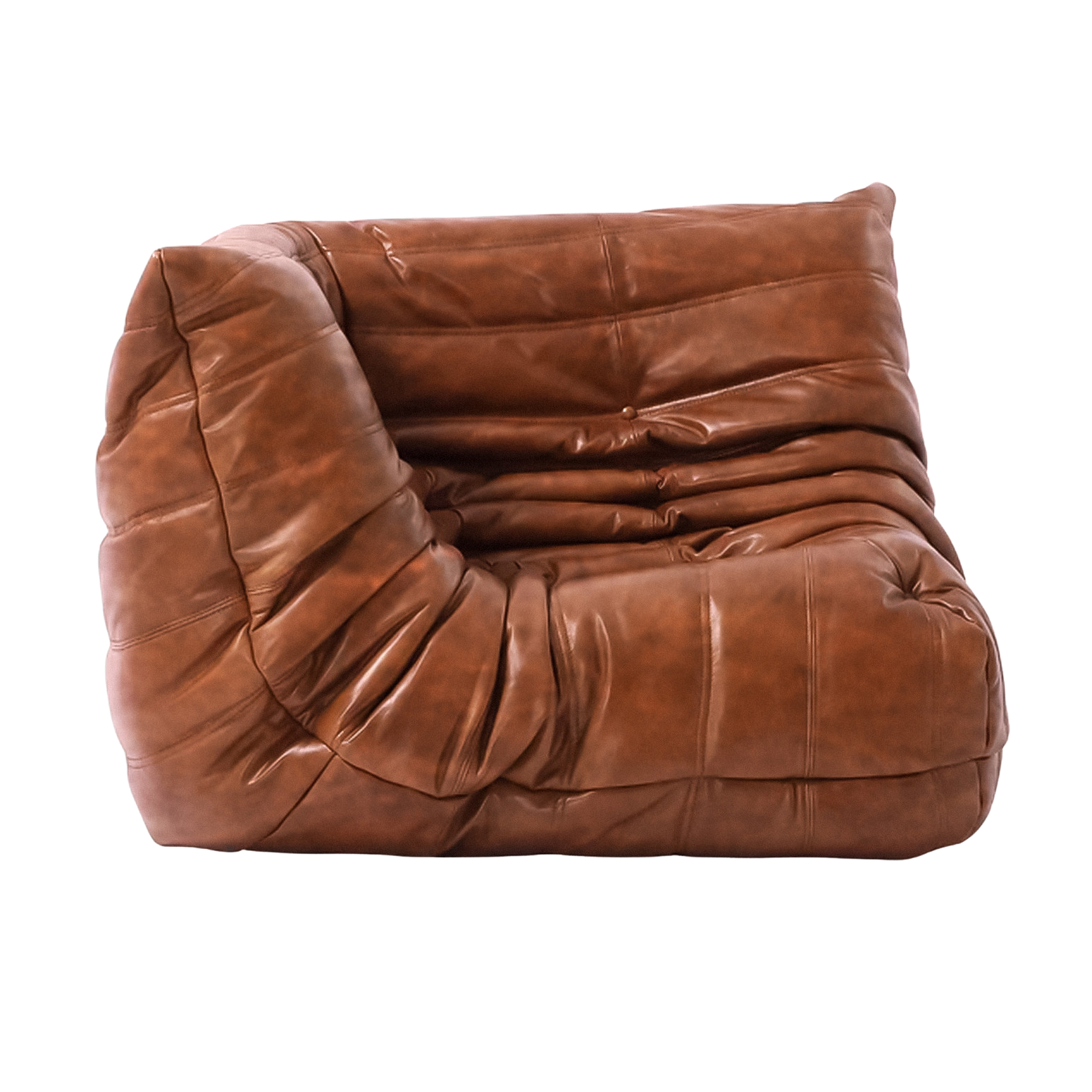 Camel Brown Leather Togo Corner Chair, 2- and 3-Seat Sofa by
